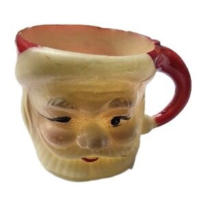 Vintage Plastic Painted Christmas Mini Santa Figural Mug Cup Hong Kong Holiday